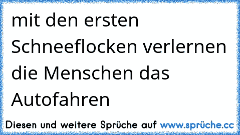 mit den ersten Schneeflocken verlernen die Menschen das Autofahren