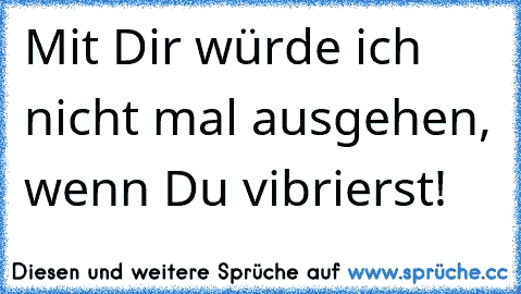 Mit Dir würde ich nicht mal ausgehen, wenn Du vibrierst!