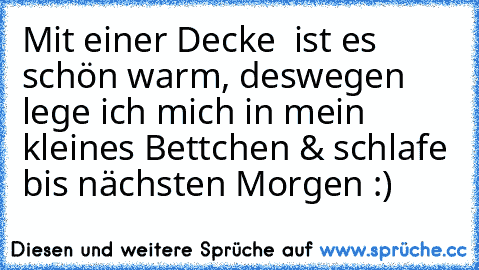 Mit einer Decke  ist es schön warm, deswegen lege ich mich in mein kleines Bettchen & schlafe bis nächsten Morgen :)