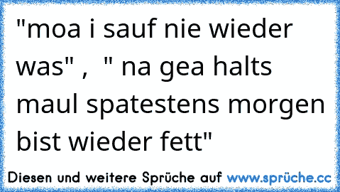 "moa i sauf nie wieder was" ,  " na gea halts maul spatestens morgen bist wieder fett"