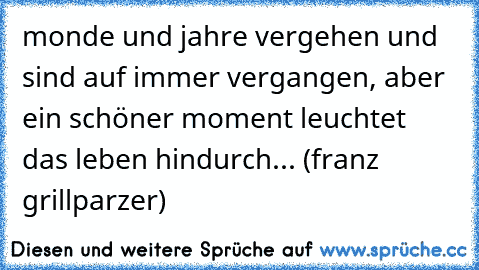 monde und jahre vergehen und sind auf immer vergangen, aber ein schöner moment leuchtet das leben hindurch... (franz grillparzer)