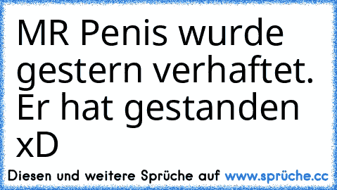 MR Penis wurde gestern verhaftet. Er hat gestanden xD