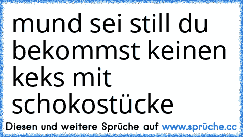 mund sei still du bekommst keinen keks mit schokostücke