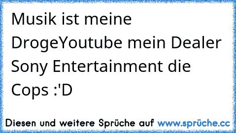 Musik ist meine Droge
Youtube mein Dealer 
Sony Entertainment die Cops :'D