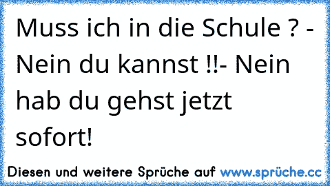 Muss ich in die Schule ? - Nein du kannst !!- Nein hab du gehst jetzt sofort!