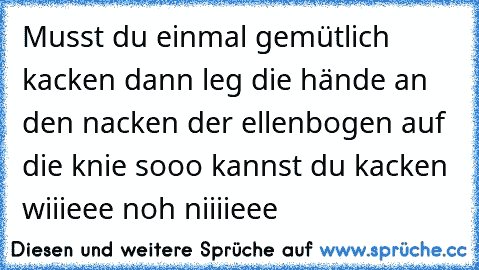 Musst du einmal gemütlich kacken dann leg die hände an den nacken der ellenbogen auf die knie sooo kannst du kacken wiiieee noh niiiieee