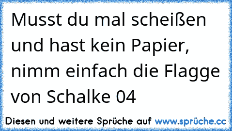 Musst du mal scheißen und hast kein Papier, nimm einfach die Flagge von Schalke 04