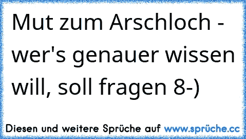 Mut zum Arschloch - wer's genauer wissen will, soll fragen 8-)