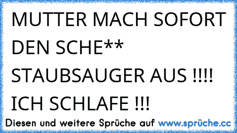 MUTTER MACH SOFORT DEN SCHE** STAUBSAUGER AUS !!!! ICH SCHLAFE !!!