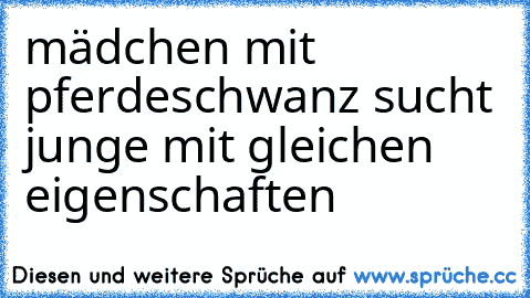 mädchen mit pferdeschwanz sucht junge mit gleichen eigenschaften