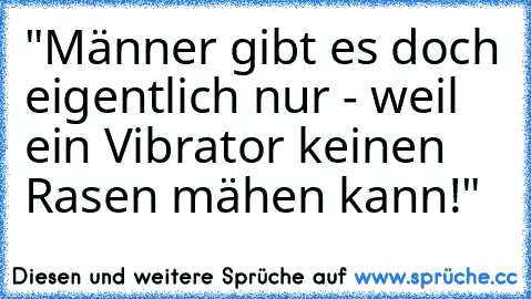 "Männer gibt es doch eigentlich nur - weil ein Vibrator keinen Rasen mähen kann!"