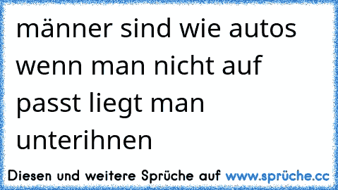 männer sind wie autos wenn man nicht auf passt liegt man unterihnen