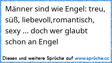 Männer sind wie Engel: treu, süß, liebevoll,romantisch, sexy ... doch wer glaubt schon an Engel