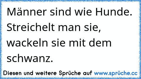 Männer sind wie Hunde. Streichelt man sie, wackeln sie mit dem schwanz.