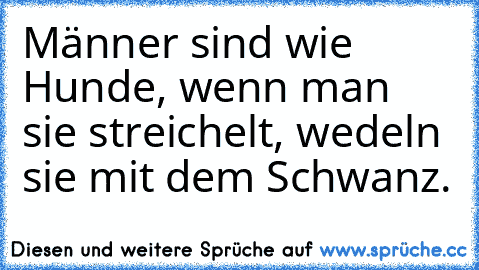 Männer sind wie Hunde, wenn man sie streichelt, wedeln sie mit dem Schwanz.