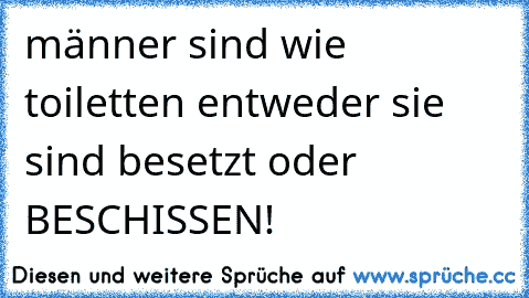 männer sind wie toiletten entweder sie sind besetzt oder BESCHISSEN!