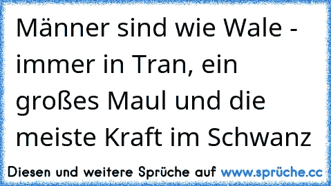 Männer sind wie Wale - immer in Tran, ein großes Maul und die meiste Kraft im Schwanz