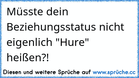 Müsste dein Beziehungsstatus nicht eigenlich "Hure" heißen?!