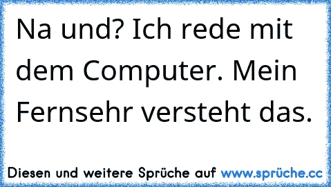 Na und? Ich rede mit dem Computer. Mein Fernsehr versteht das.