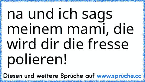 na und ich sags meinem mami, die wird dir die fresse polieren!