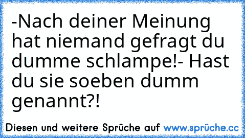 -Nach deiner Meinung hat niemand gefragt du dumme schlampe!
- Hast du sie soeben dumm genannt?!