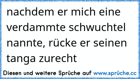 nachdem er mich eine verdammte schwuchtel nannte, rücke er seinen tanga zurecht