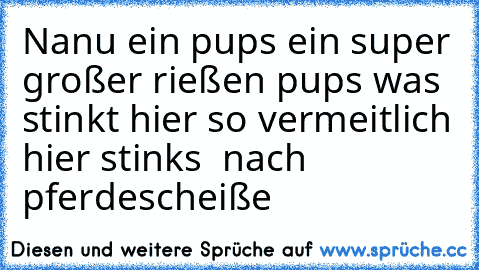 Nanu ein pups ein super großer rießen pups was stinkt hier so vermeitlich hier stinks  nach pferdescheiße