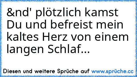 &nd' plötzlich kamst Du und befreist mein kaltes Herz von einem langen Schlaf...♥