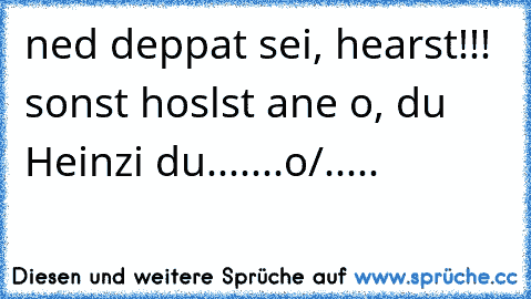 ned deppat sei, hearst!!! sonst hoslst ane o, du Heinzi du.......o/.....