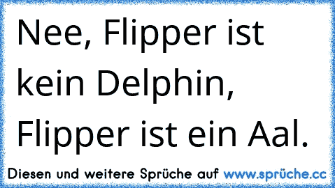 Nee, Flipper ist kein Delphin, Flipper ist ein Aal.