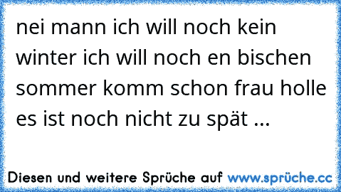 nei mann ich will noch kein winter ich will noch en bischen sommer komm schon frau holle es ist noch nicht zu spät ...