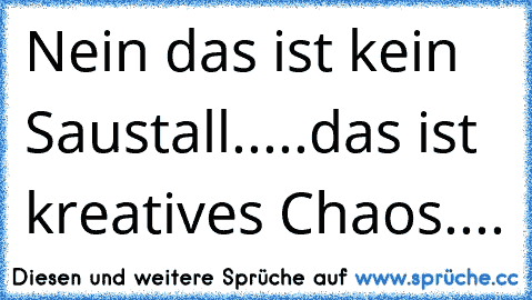 Nein das ist kein Saustall.....das ist kreatives Chaos....