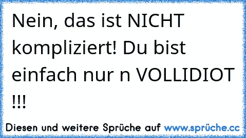 Nein, das ist NICHT kompliziert! Du bist einfach nur ´n VOLLIDIOT !!!