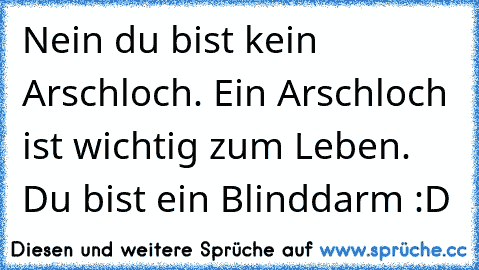 Nein du bist kein Arschloch. Ein Arschloch ist wichtig zum Leben. Du bist ein Blinddarm :D