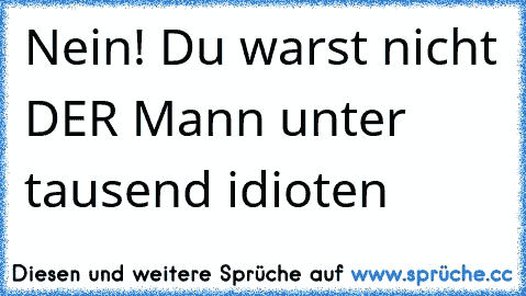 Nein! Du warst nicht DER Mann unter tausend idioten