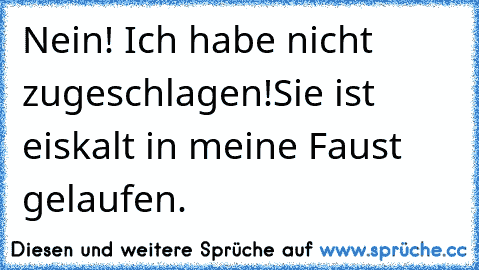 Nein! Ich habe nicht zugeschlagen!
Sie ist eiskalt in meine Faust gelaufen.