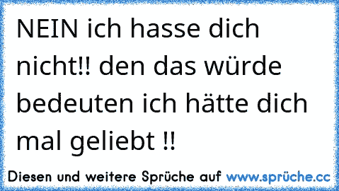 NEIN ich hasse dich nicht!! den das würde bedeuten ich hätte dich mal geliebt !!