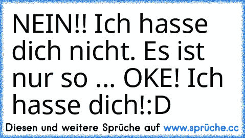 NEIN!! Ich hasse dich nicht. Es ist nur so ... OKE! Ich hasse dich!:D