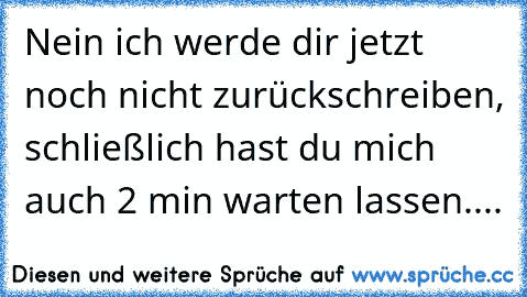 Nein ich werde dir jetzt noch nicht zurückschreiben, schließlich hast du mich auch 2 min warten lassen....