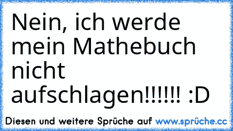 Nein, ich werde mein Mathebuch nicht aufschlagen!!!!!! :D