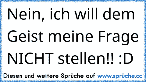 Nein, ich will dem Geist meine Frage NICHT stellen!! :D