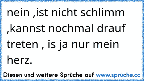 nein ,ist nicht schlimm ,kannst nochmal drauf treten , is ja nur mein herz.