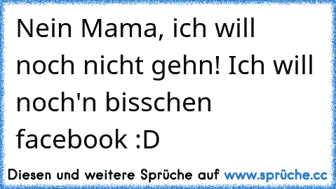 Nein Mama, ich will noch nicht gehn! Ich will noch'n bisschen facebook :D