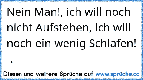 Nein Man!, ich will noch nicht Aufstehen, ich will noch ein wenig Schlafen! -.-