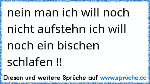 nein man ich will noch nicht aufstehn ich will noch ein bischen schlafen !!