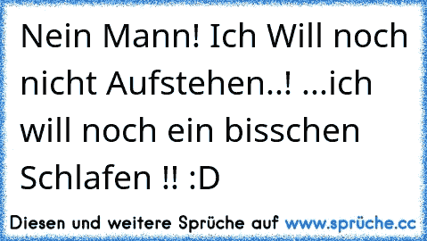 Nein Mann! Ich Will noch nicht Aufstehen..! ...ich will noch ein bisschen Schlafen !! :D