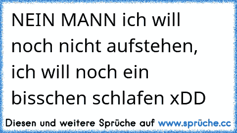 NEIN MANN ich will noch nicht aufstehen, ich will noch ein bisschen schlafen xDD