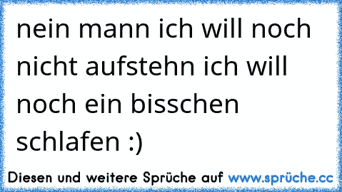 nein mann ich will noch nicht aufstehn ich will noch ein bisschen schlafen :)