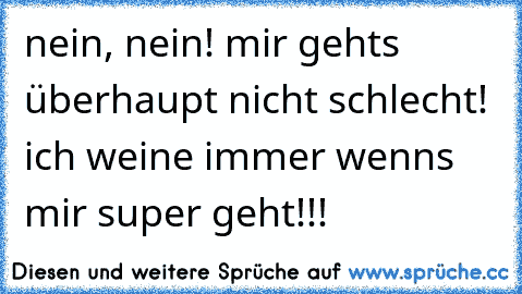 nein, nein! mir gehts überhaupt nicht schlecht! ich weine immer wenns mir super geht!!!