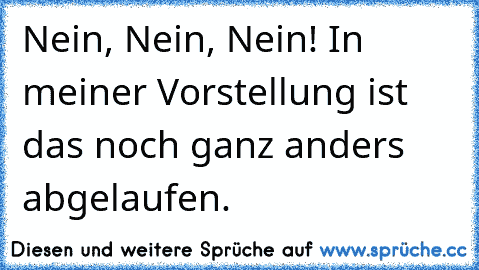 Nein, Nein, Nein! In meiner Vorstellung ist das noch ganz anders abgelaufen.